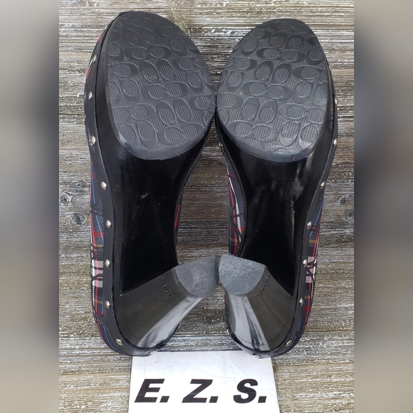 Coach Heels Carli F2370 Multicolor Red Blue Silver Button Women Size 7.5 B - Picture 5 of 11